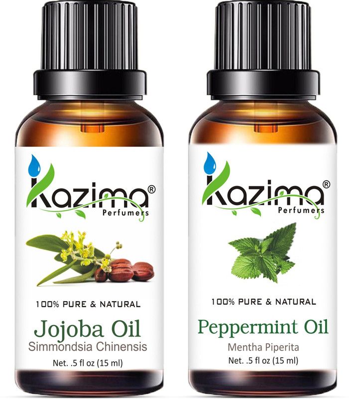 KAZIMA Combo of Jojoba Oil and Peppermint Oil for Hair Growth, Skin care (Each 15ML )- 100% Pure Natural Oil  (15 ml)