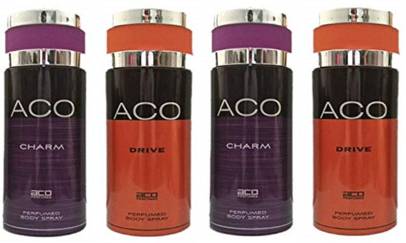 aco 2 Charm and 2 Drive Perfumed Body Spray 200ML Each (Pack of 4) Body Spray - For Men & Women  (800 ml, Pack of 4)