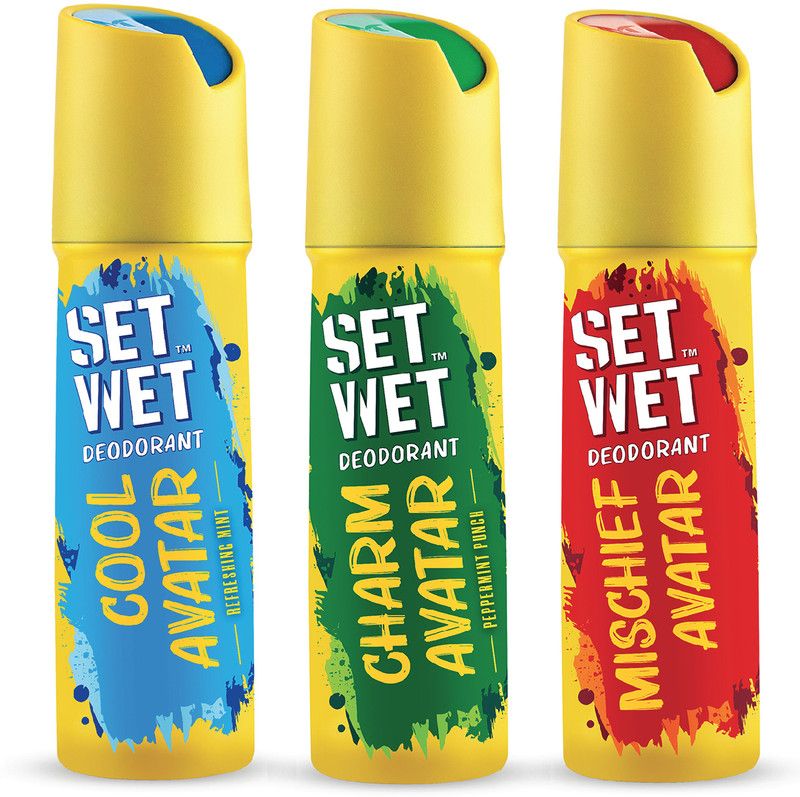 SET WET Cool, Charm and Mischief Avatar Deodorant Spray - For Men  (450 ml, Pack of 3)