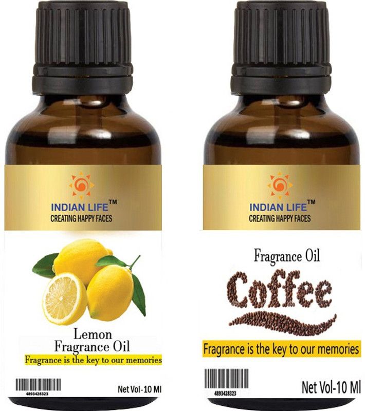 indianlife Cafechino | Lemon Aroma Oil For -bathbomb|Candel|Handmade Soap|Spa Relaxing|Room fragrance|Meditation|Diffusion(Pack of 2) 10 Ml each  (20 ml)