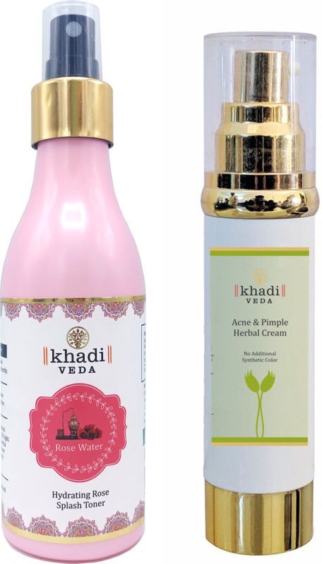 khadi veda Rose water 200 ml And Acne pimple cream 50gm Combo. Men & Women  (400 ml)