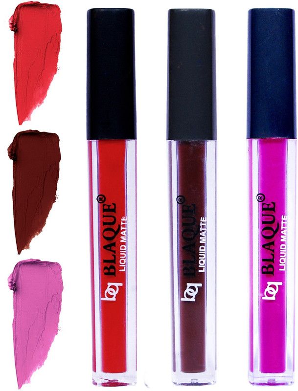 bq BLAQUE Matte Liquid Lip Gloss Combo of 3 Lipstick # 101-106-117  (12 ml, Multicolor)