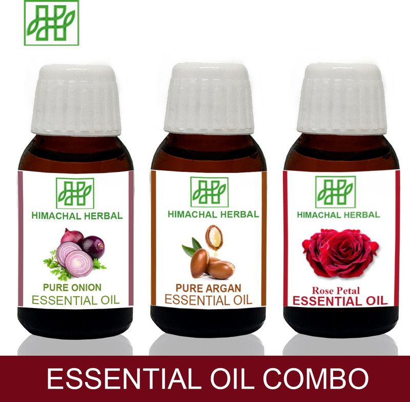 Himachal Herbal ONION-ARGAN-ROSE ESSENTIAL OIL FOR COSMETIC SOAP MAKING AROMATHERAPY-3PC EACH 10ML  (30 ml)