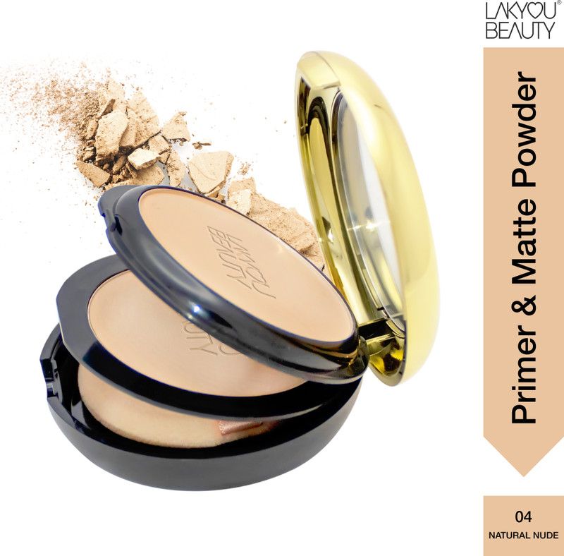 lakyou beauty BB 2in1 primer & matte powder foundation shade 04, 30g, (LB-27) Compact  (NATURAL NUDE, 30 g)