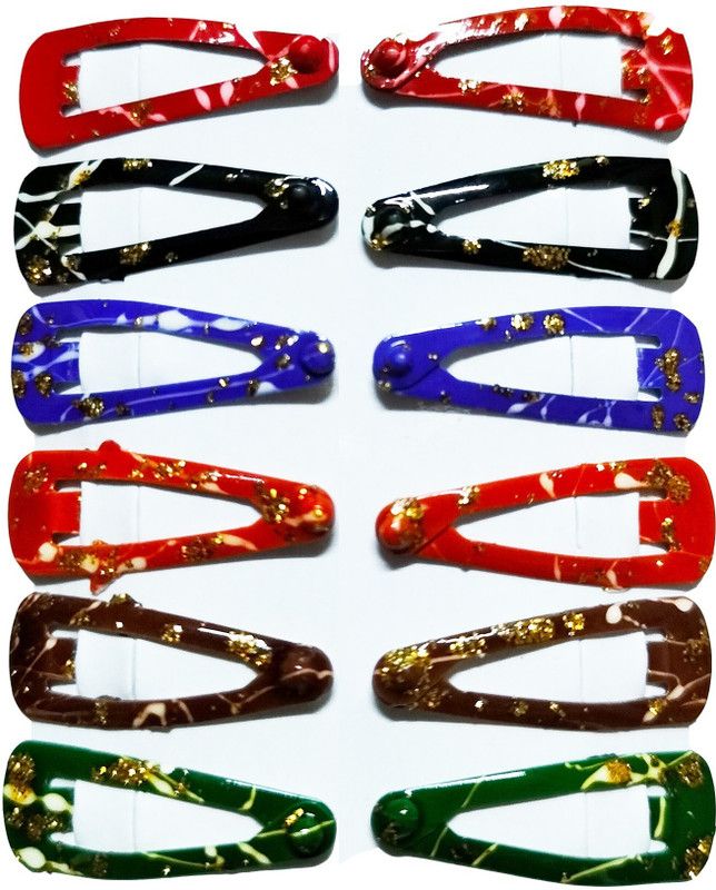 Nyamah sales Baby Hair Pins Set Mini Tic Tac Hairpins Hair Accessories Daily Use Baby Hair Styling Metal Hair Clips Golden Design Multicolor_Color Tic Tac Clip  (Multicolor)