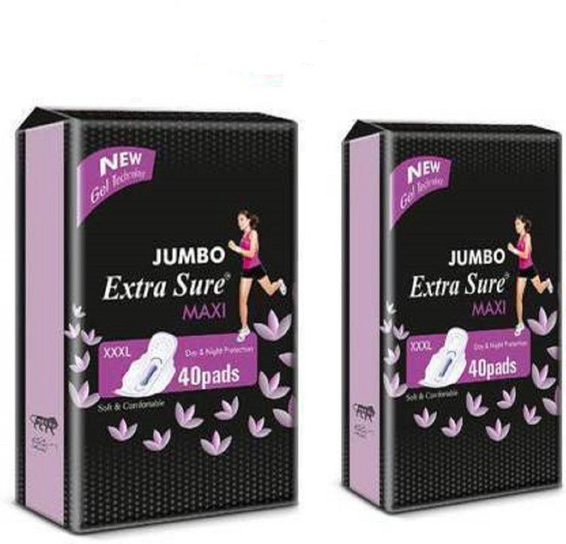 Extra Comfort Sanitary Pads for Women with Wings | Dry-net Soft for Day & Night Protection - XXXL (combo pack of 2) (80 pads) Sanitary Pad  (Pack of 80)