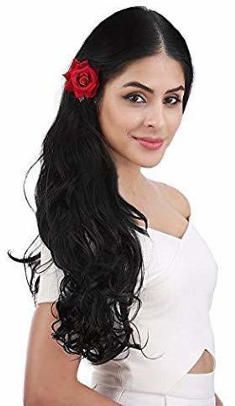 Amkasy 5 Clips 24" Curly/Wavy Extension Natural Black Hair Extension