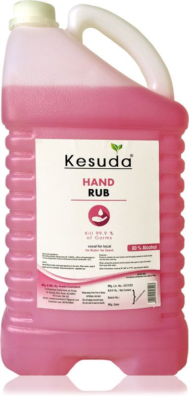KESUDA 5 Liter hand sanitizer with 80% alcohol(5L) Hand Rub Can  (5 L)