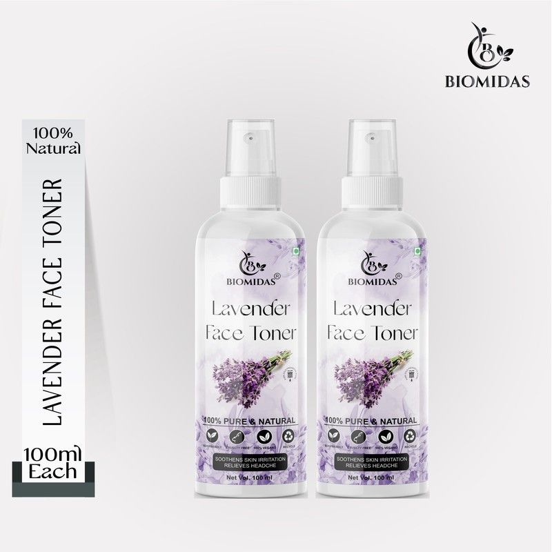 Biomidas 100% Natural Lavender Face Toner with Spray 100ML (Pack Of 2) Men & Women  (200 ml)