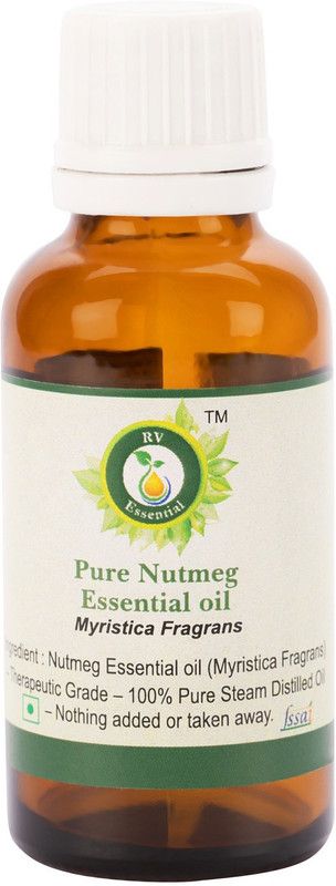 R V Essential Pure Nutmeg Essential Oil 10ml- Myristica Fragrans (100% Pure and Natural Steam Distilled)  (10 ml)