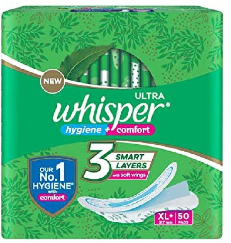Whisper Sanitary Pads - XL plus Wings, Ultra Clean, 50 pcs Sanitary Pad