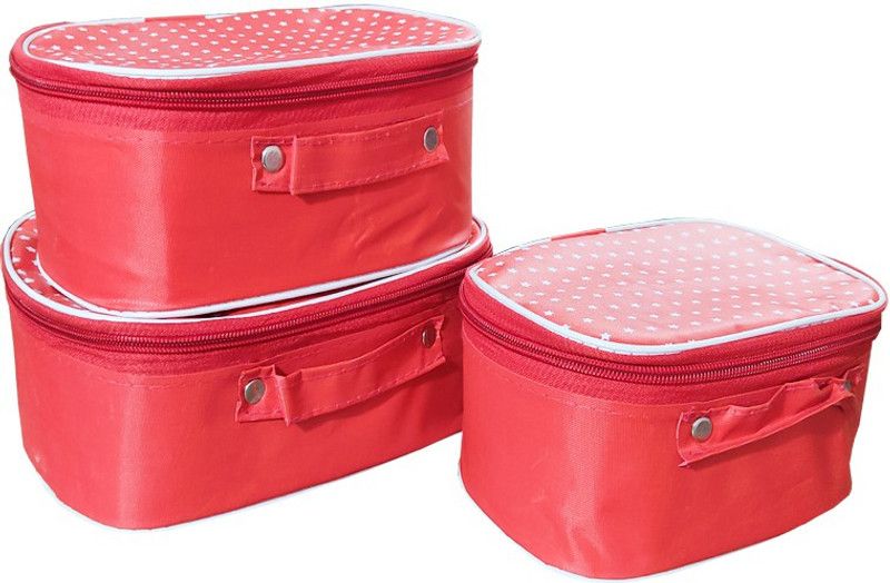 Aavni Multipurpose Set Of 3 kit Vanity Storage Box Shaving Kit ideal For Women Vanity Box  (Red)