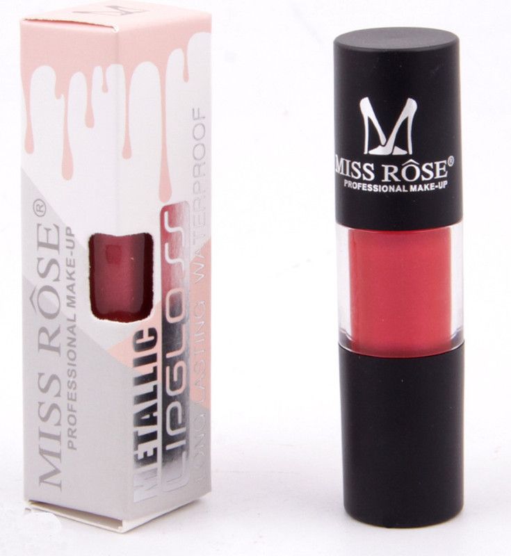 MISS ROSE Metallic Lip Gloss (34)  (5 ml, Dark Red)