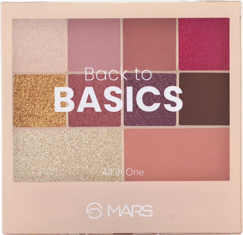 MARS Back To Basics 8 Color Eyeshadow With Highlighter and Blusher Kit 14.4 g  (Shade-01)