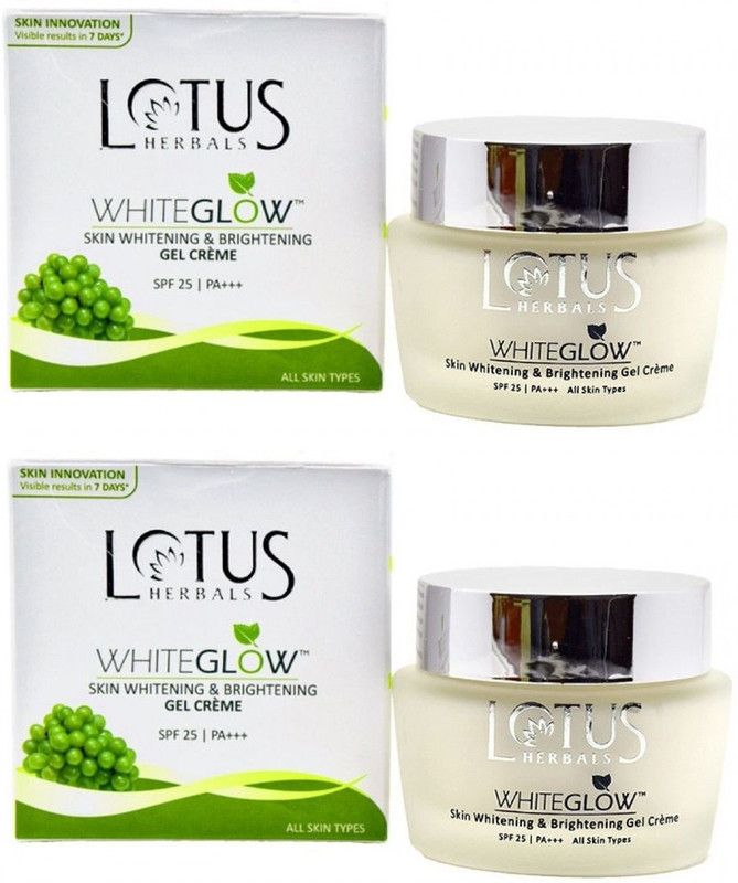 LOTUS HERBALS Whiteglow Skin Whitening And Brightening Gel Cream SPF-25 (Pack of 2)  (60 g)