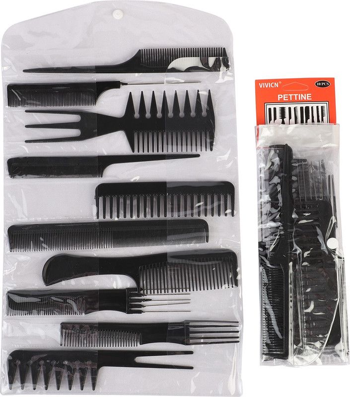 NFI essentials Professional Hair Cutting and Styling Comb Kit Set of 10