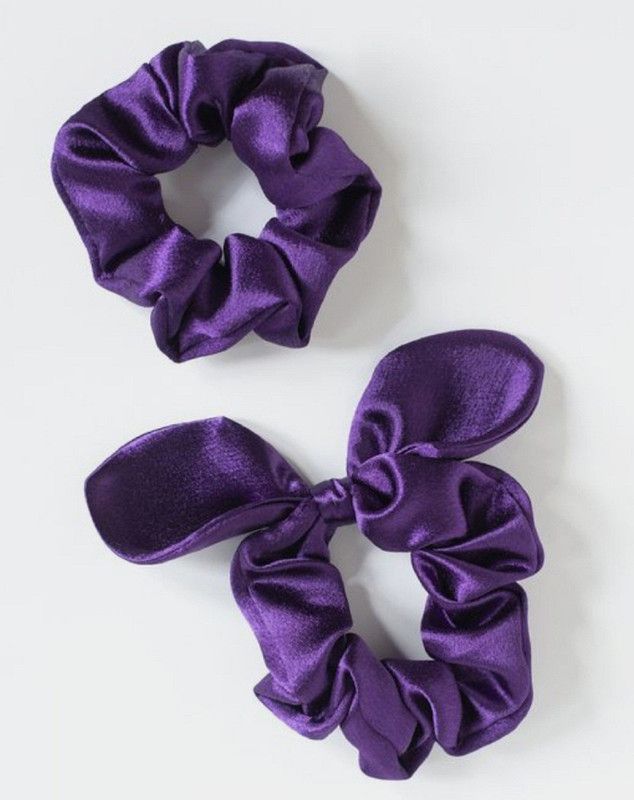 IBDA Lavender Duet Special Knotted Hair Tie, Bunny Ear and Scrunchie Pack, Handmade. Hairstyler,Head Accessories. Rubber Band  (Purple)