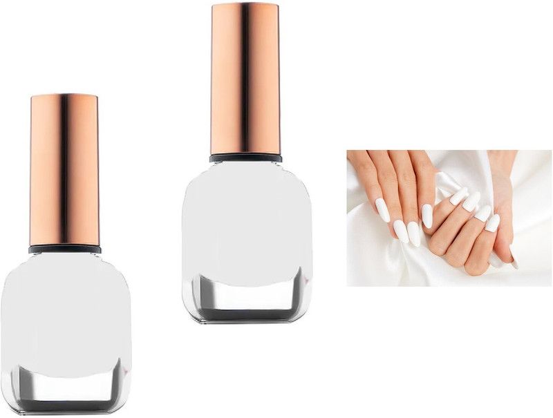 Latixmat Long Lasting Formula and Quick Dry Nail Polish WHITE  (Pack of 2)
