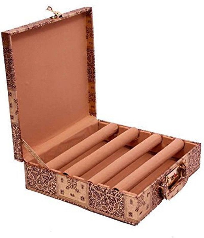 KUBER INDUSTRIES Wooden Bangle Storage Box 4 Rod, Gold Bangle Vanity Box Vanity Box  (Gold)