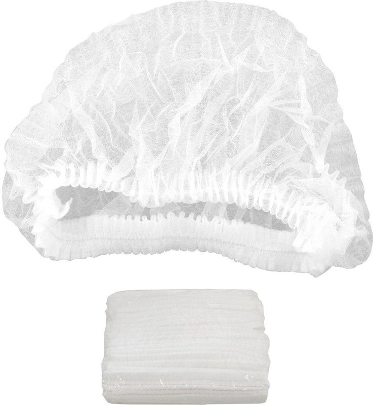 tHemiStO Fabric Disposable Stretchable White Caps Cover Hair for Cooking and Hygiene -100 Pieces