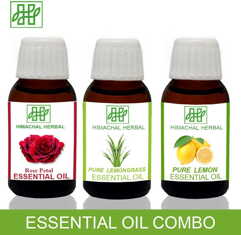 Himachal Herbal ROSE-LEMONGRASS-LEMON ESSENTIAL OIL FOR COSMETIC SOAP MAKING AROMATHERAPY-3PC EACH 10ML  (30 ml)