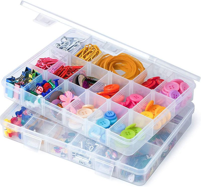 Adhunyk Storage Box with Dividers,Beads Earring Hooks jewellery Storage Jewellery organizer Vanity Box  (clear)
