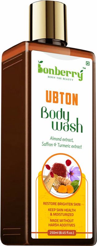 Bonberry Ubtan Body Wash almond extract,safron & turmeric.  (250 ml)