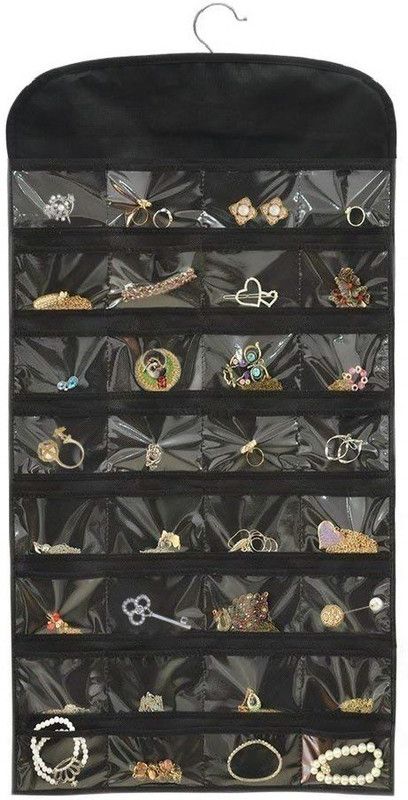 Srajanaa Hanging Necklaces, Earrings, Accessories, Vanity Kit Jewellery Organizer Bag Jewellery Organizer Vanity Box  (Black)