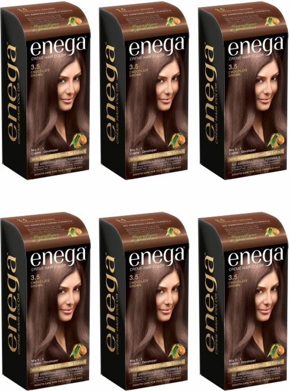 enega Chocolate Brown Black Cream Hair Color 40ML Hair Color(Pack Of 6 ) , Chocolate Brown