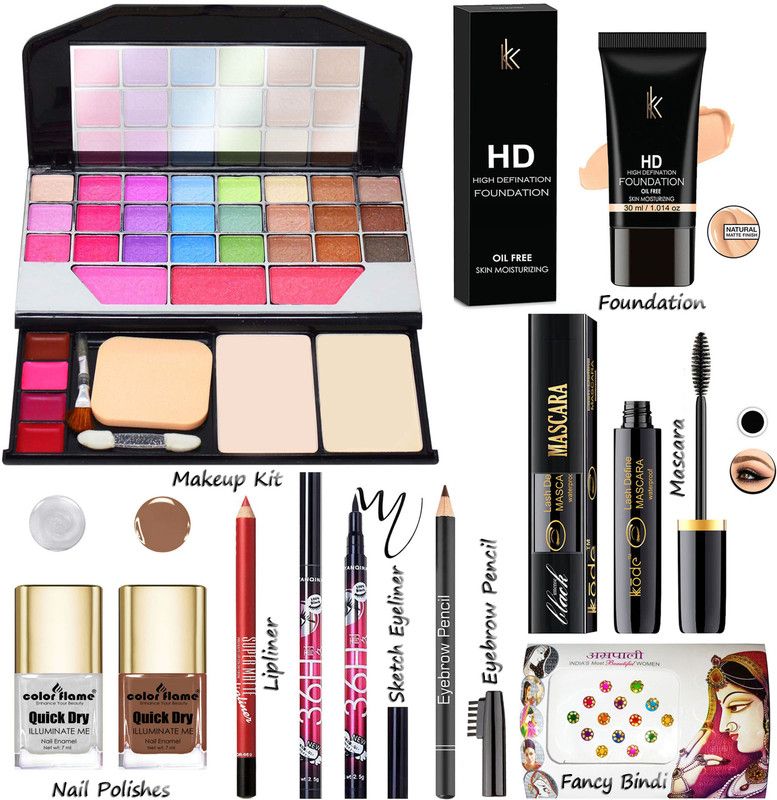 COLOR FLAME Exclusive All In One Makeup Kit For Girls & Womens MKPA1VT12  (Pack of 9)