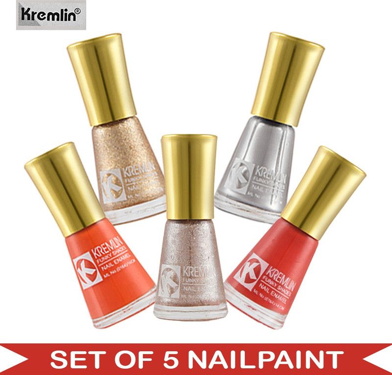 Kremlin (KRM-NPCMB5-5509) - KN11 Multicolor Nail Paint - 10 ml Each Multicolor  (Pack of 5)