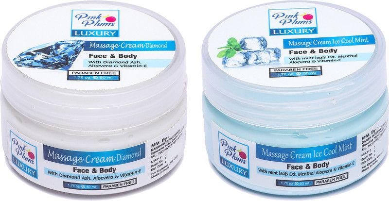 PINK PLUMS Diamond & Ice Cool Mint Massage Cream Set of 2 For All Skin Types  (100 ml)