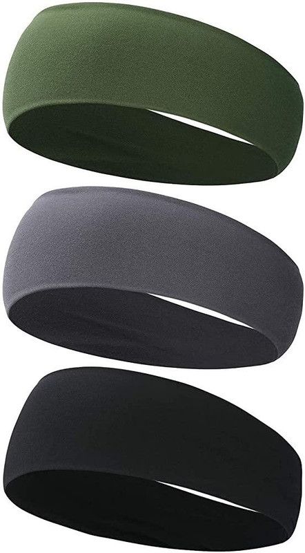 Alipzone Mens Headband - Running Sweat Head Bands for Sports - Athletic Sweatbands Head Band  (Black, Grey, Green)