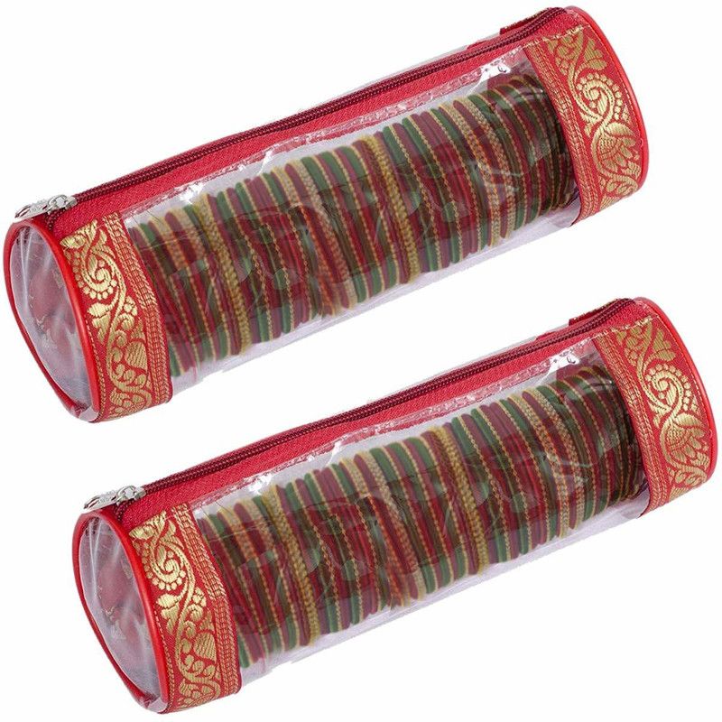 LN BROTHERS Women and Girl's Satin Rod Bangle Bracelets Watches Travel Organizer - Set of 2 Bangle Box Vanity Box  (Maroon)