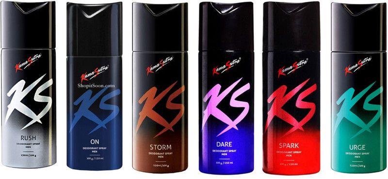 Kamasutra Urge Dare Rush On Storm 150ML Each (Pack 6) Deodorant Spray - For Men  (900 ml, Pack of 6)