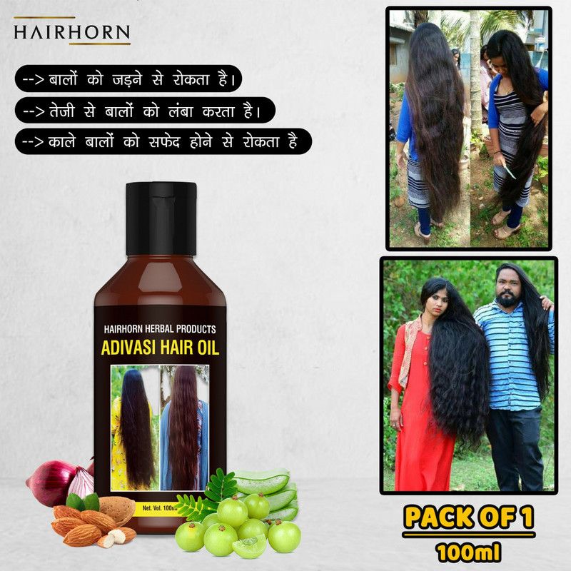 HairHorn Adivasi oil for regrowth and shiney hair- Hair Oil  (100 ml)