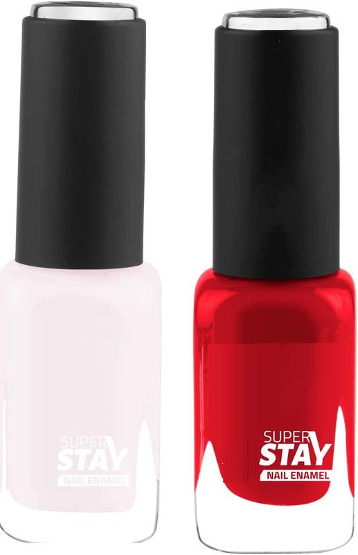 ADJD WHITE & RED NAIL POLISH FOR BEAUTY FULL NAILS WHITE, RED  (Pack of 2)