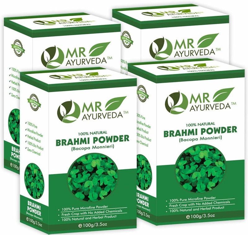 MR Ayurveda 100% Herbal Brahmi Powder for Natural Hair Growth - Pack of 4  (400 g)