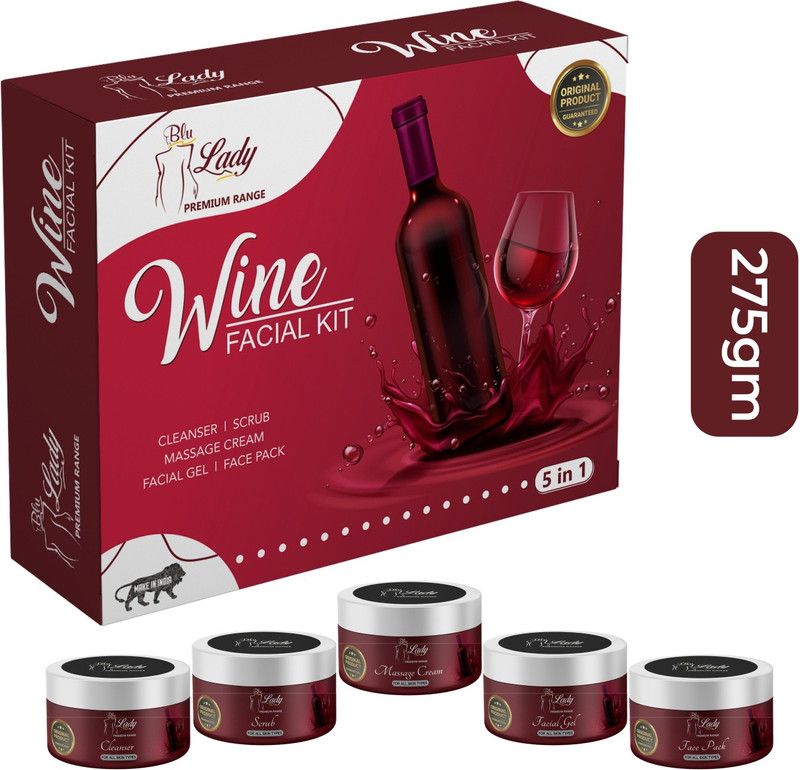 Blu lady WINE Beauty Parlour Facial Kit For Women & Men All Type Skin Solution  (275 g)
