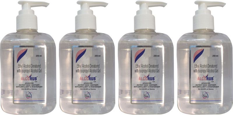 alcorub HAND SANITIZER (pack of 4) Hand Sanitizer Pump Dispenser  (4 x 250 ml)