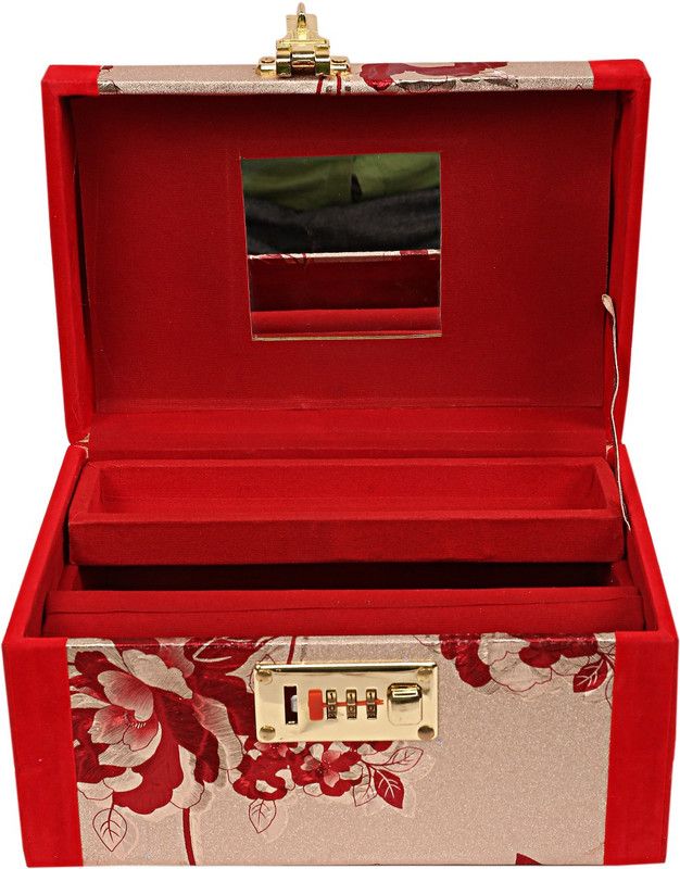 KUBER INDUSTRIES Vanity Box With Lock System (Maroon) -CTKTC8739 Floral Design Vanity Box  (Maroon)