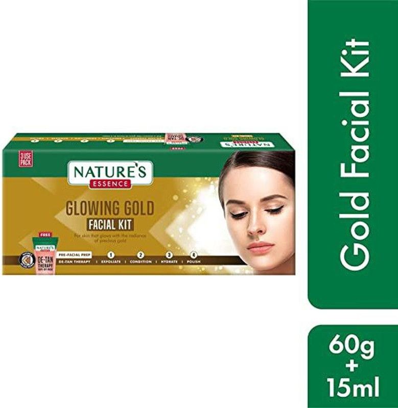 Nature's Essence Glowing Gold Facial Kit 60gm+15ml  (5 x 15 ml)