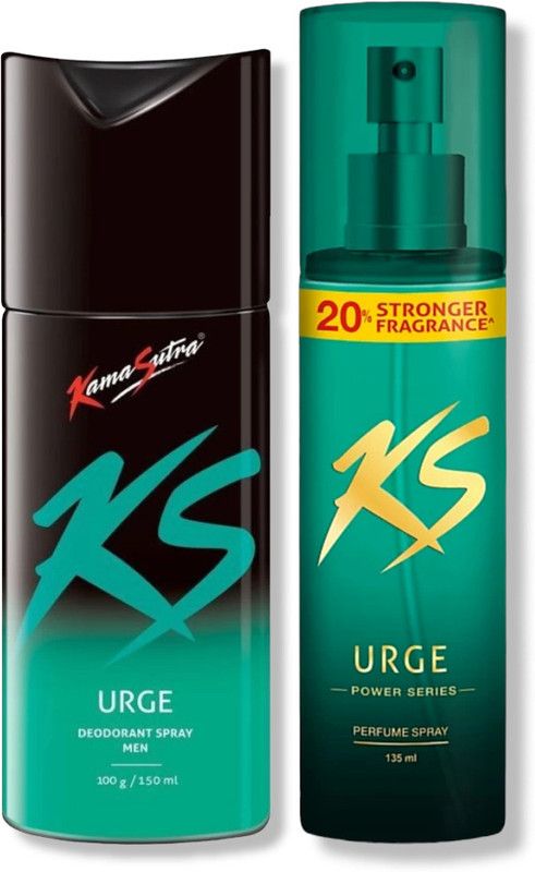 KS Urge Deodorant spray 150 + Urge no gas power series perfume spray 135Ml Perfume Body Spray - For Men  (285 ml, Pack of 2)