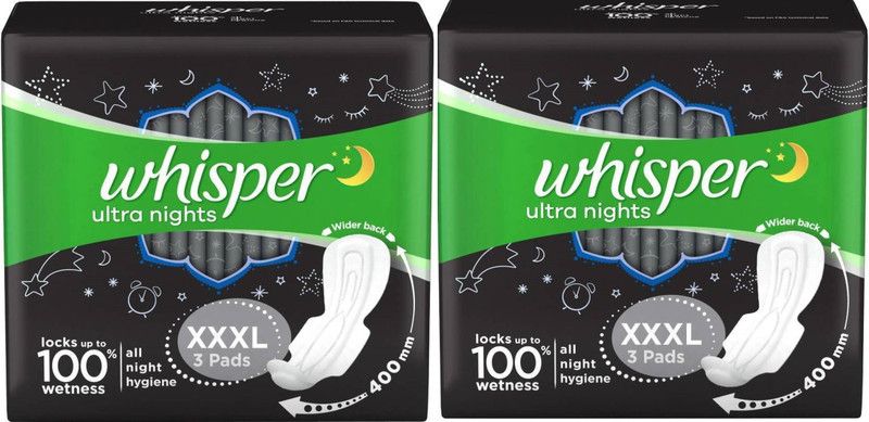 Whisper Ultra Nights XXXL Wings Sanitary Pad (Pack of 3+3) Sanitary Pad  (Pack of 2)