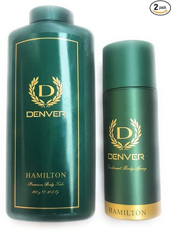 DENVER HAMILTON PREMIUM BODY TALC 300G &DEODORANT BODY SPRAY 105G COMBO Body Spray - For Men & Women  (405 g, Pack of 2)