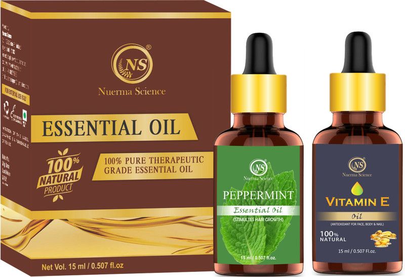 Nuerma Science Peppermint Essential Oil & Vitamin E Essential Oil (Combo) 100% Pure & Natural Oil  (30 ml)