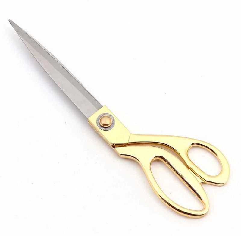 WHITE POPCORN High Quality Stainless Steel Golden Scissors Fabric Clothes Sewing Tailor Scissors Sharp Blade Office Supplies Stationery Home Tool (10.5 Inch) Scissors  (Set of 1, golden)