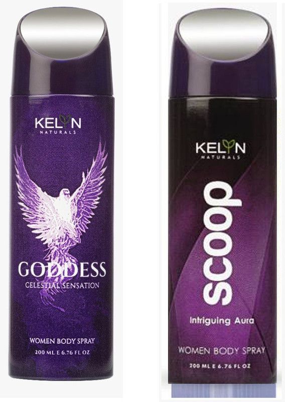 Kelyn GODDESS/SCOOP DEO2 Body Spray - For Men & Women  (400 ml, Pack of 2)