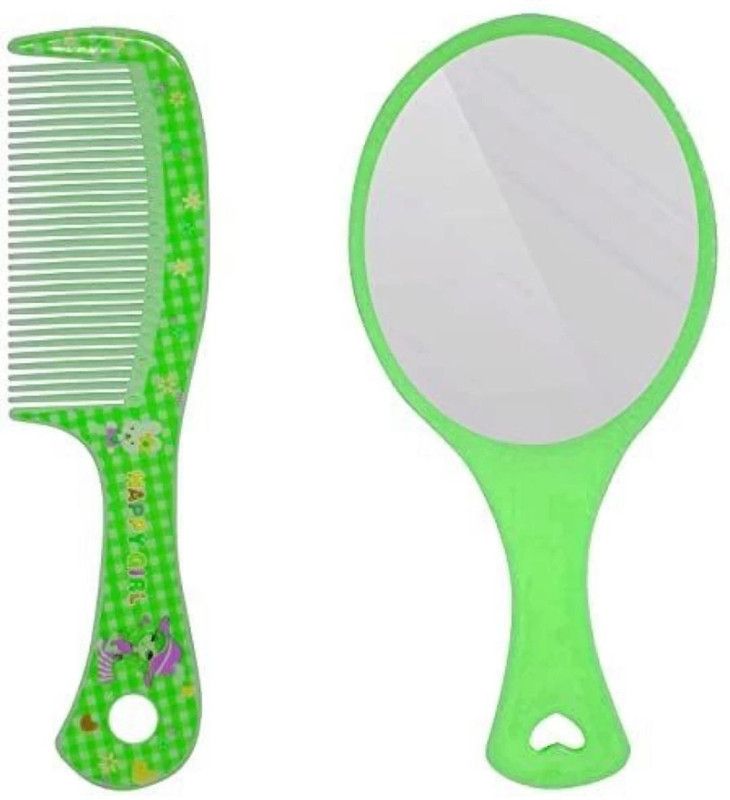 Yuvami's Cute Mini Hair Comb with Mirror Set for Men/Women & Girls for Travel (Pack of 1) (Random color)