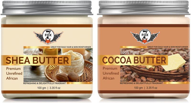 7 FOX 100% Organic Shea Butter And Cocoa Butter-100GM-Packof-2-Jar-Combo-  (200 g)